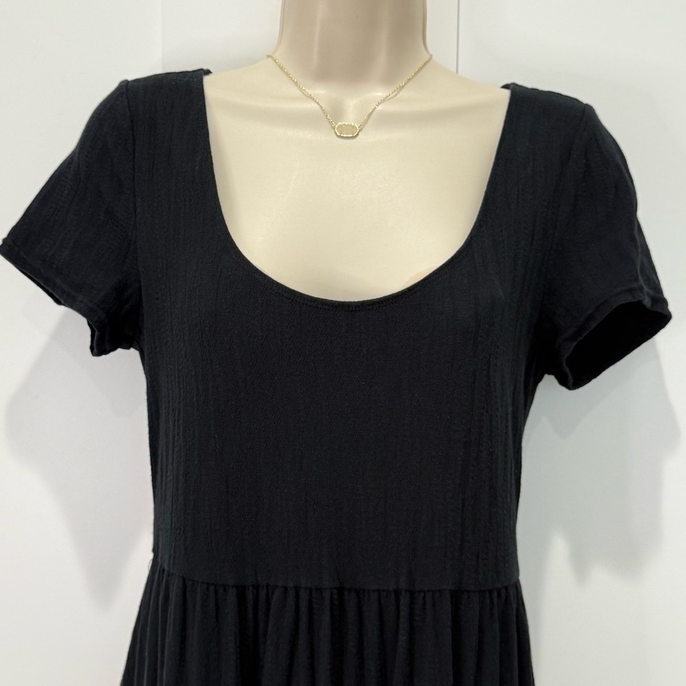 Maeve Anthropologie Gillian Tiered Maxi Dress Short Sleeve Black Small Boho - Picture 6 of 12